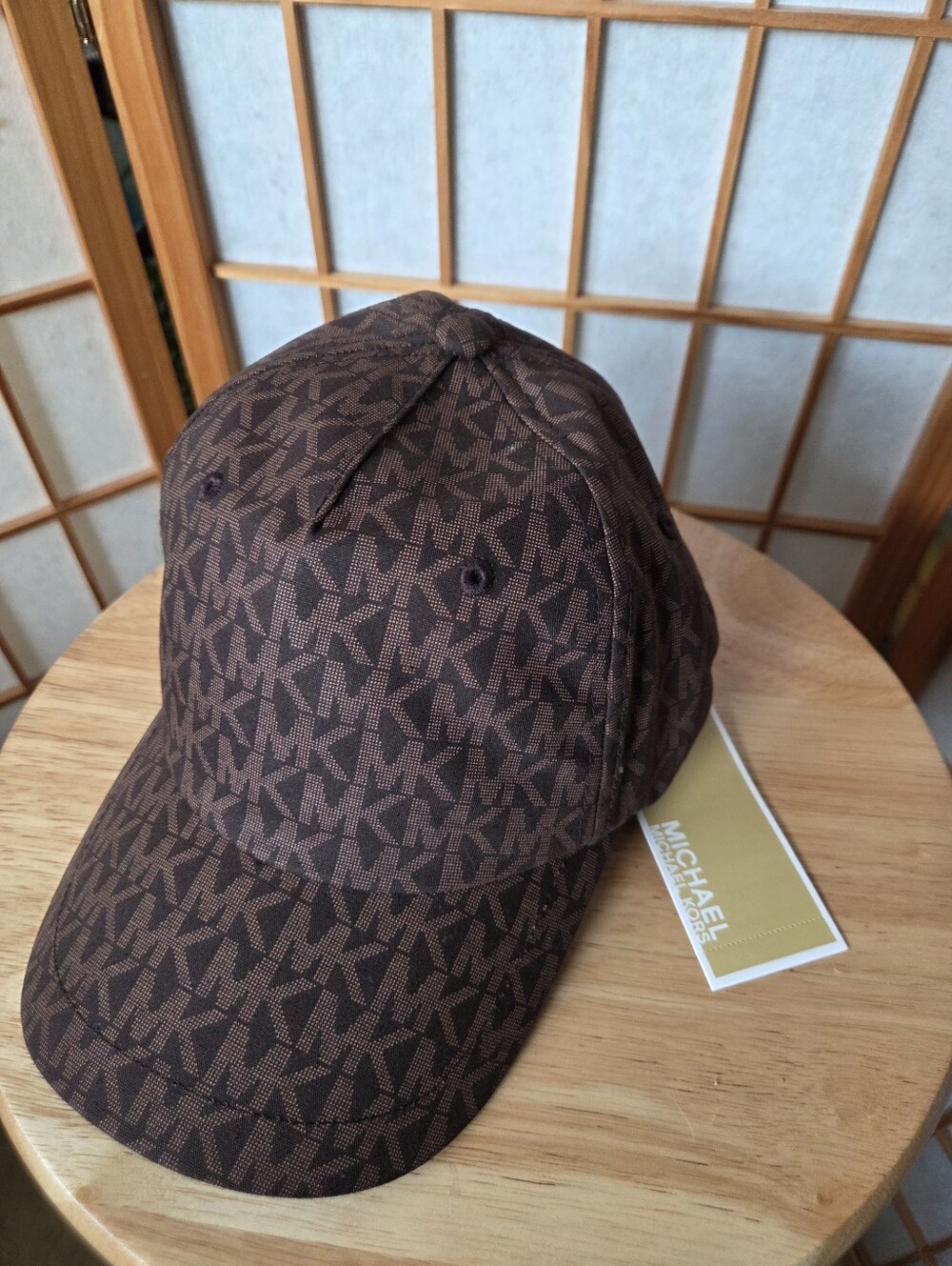 NEW WOMENS MICHAEL KORS BROWN COTTON WITH LOGOS BASEBALL CAP ONE SIZE ADJUSTABLE